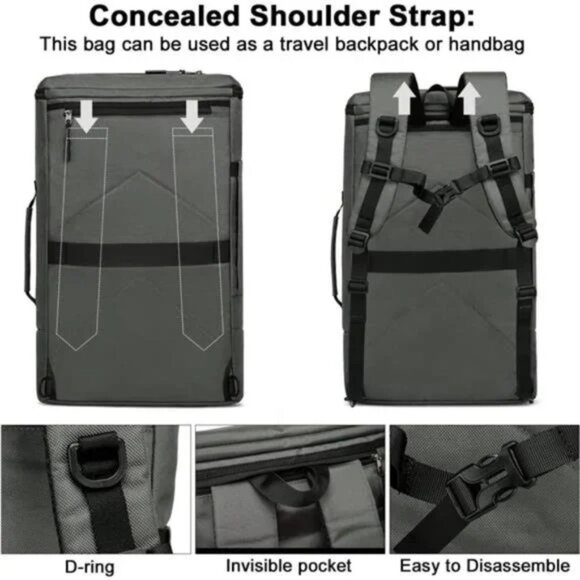 Unisex 40L Extra Large Travel Backpack Water Resistant, Gray - Picture 5 of 7